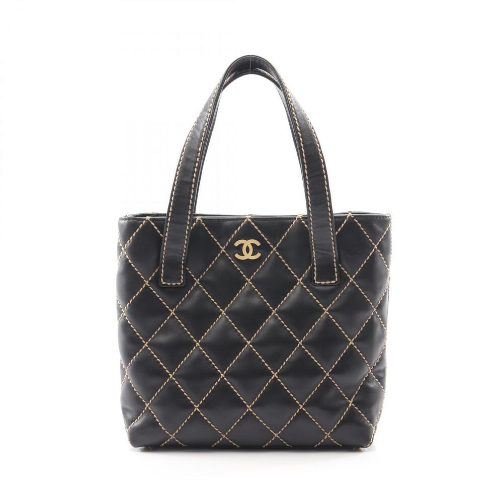Chanel Wild Stitch Tote Bag Leather Black